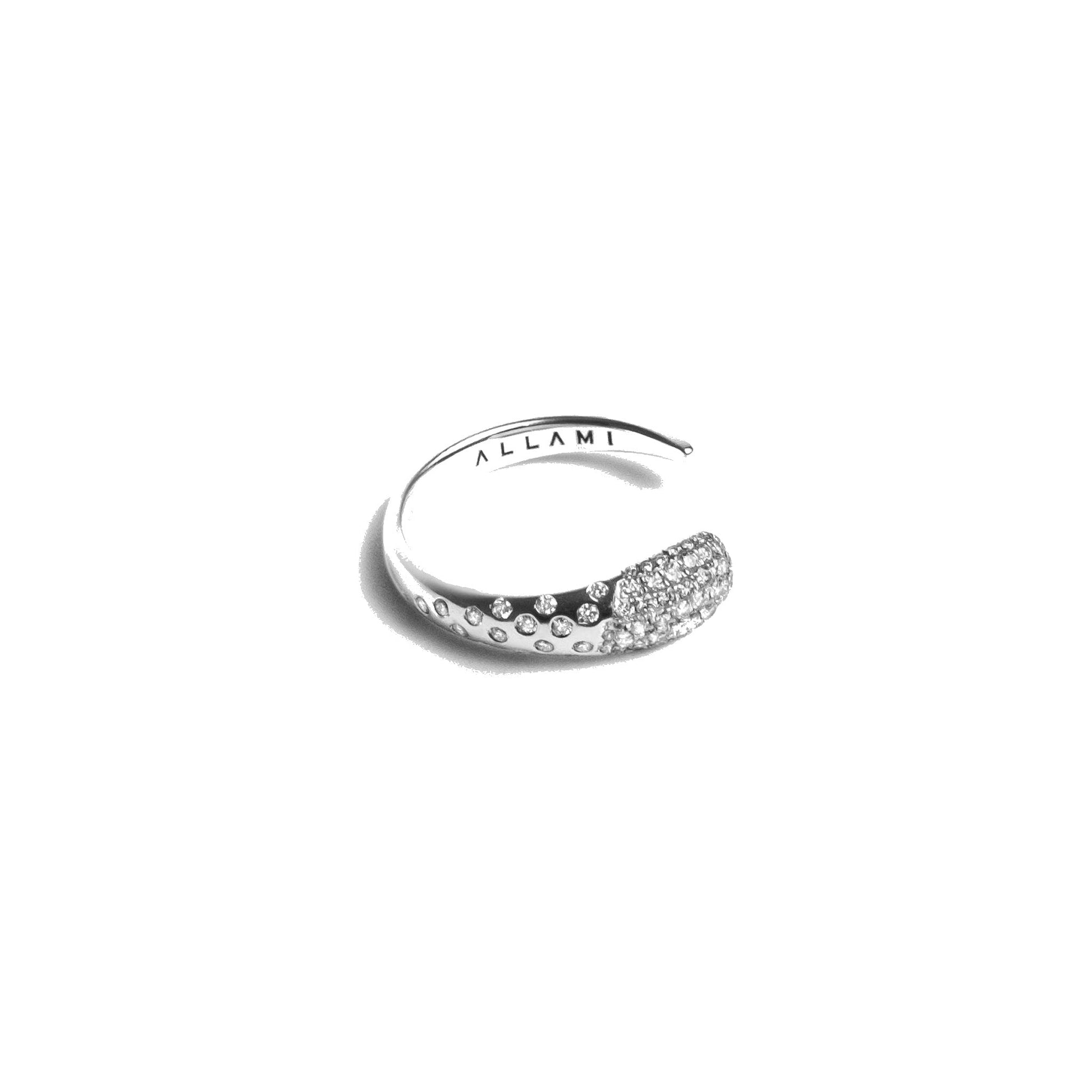 ALLAMI Ezil Ring with Diamond in white gold on white background