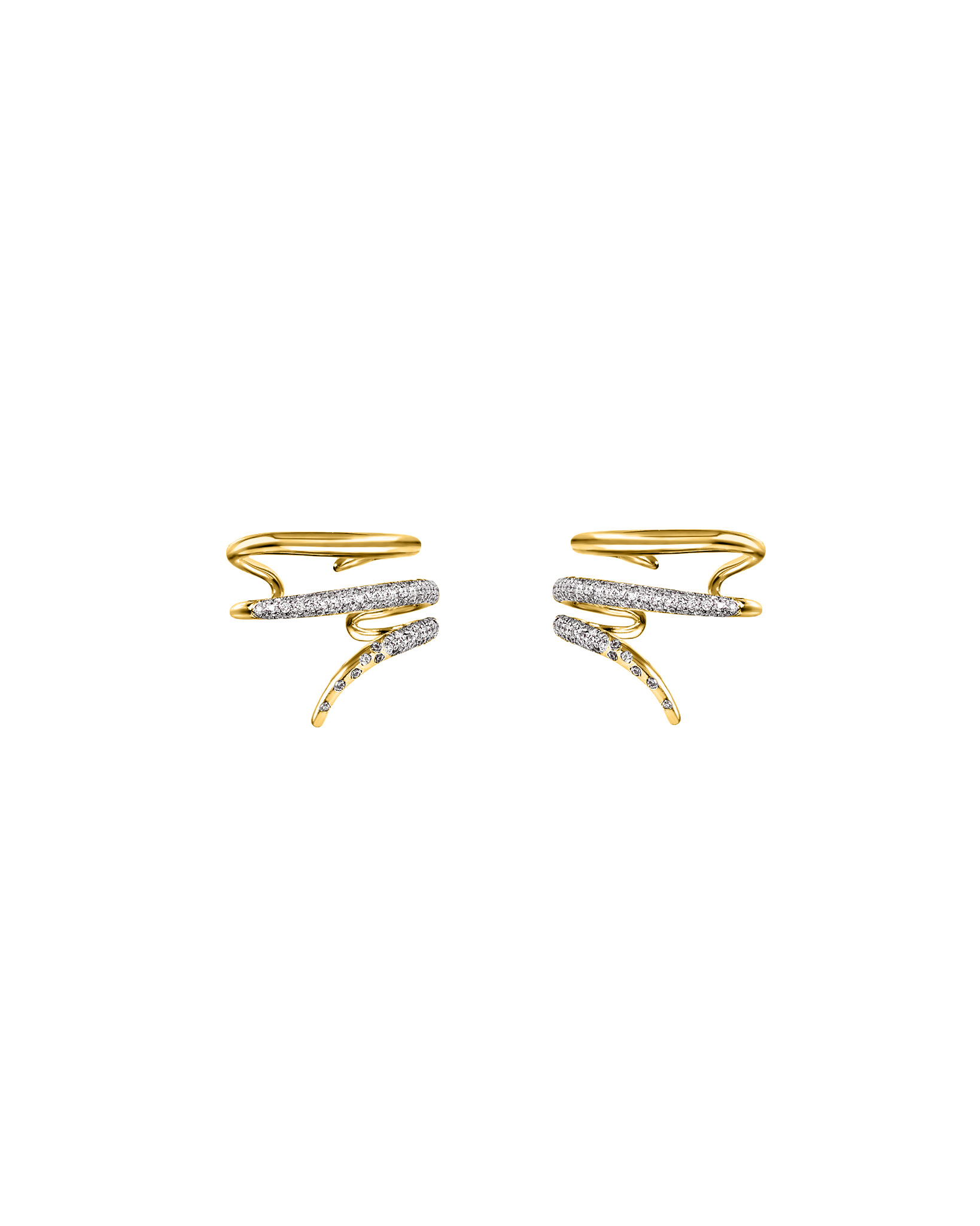 ALLAMI Loria Cuff Earring with Diamond in yellow gold, pair front view