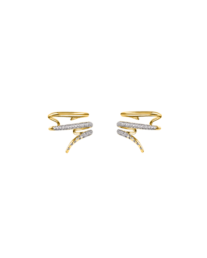 ALLAMI Loria Cuff Earring with Diamond in yellow gold, pair front view