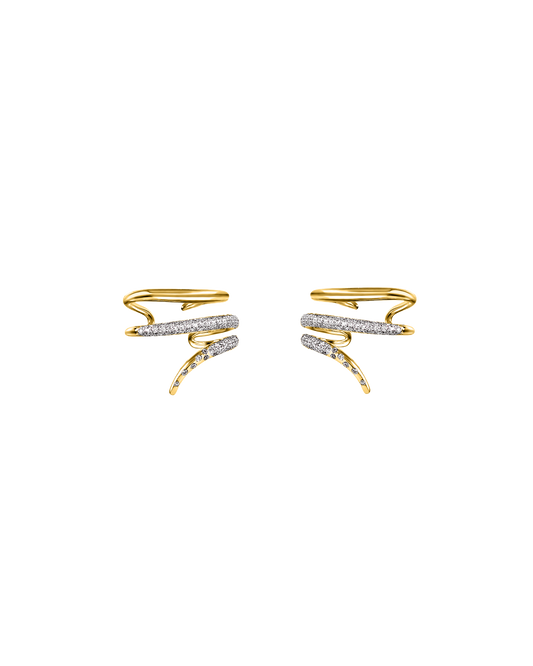 ALLAMI Loria Cuff Earring with Diamond in yellow gold, pair front view