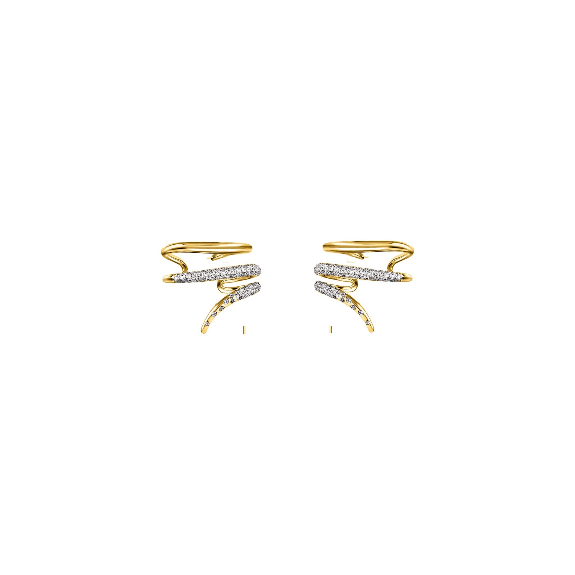 ALLAMI Loria Cuff Earring with Diamond pair in yellow gold on white background