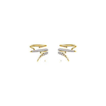 ALLAMI Loria Cuff Earring with Diamond pair in yellow gold on white background