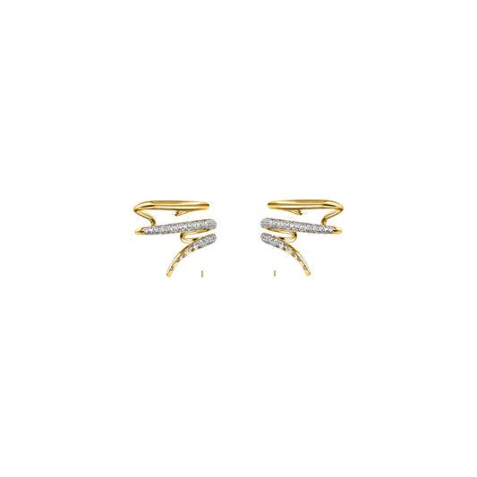 ALLAMI Loria Cuff Earring with Diamond pair in yellow gold on white background