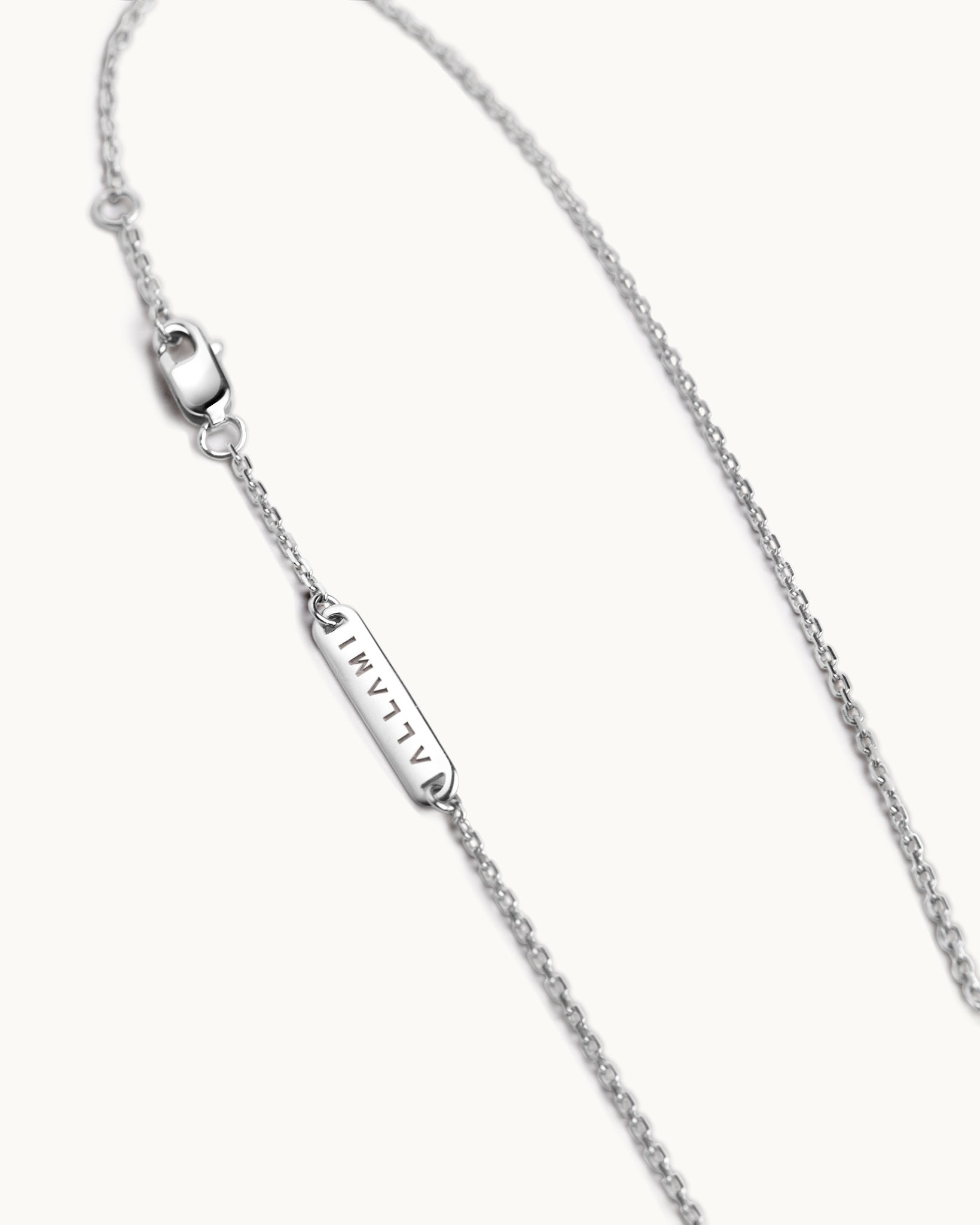 ALLAMI Mini Ezil Necklace with Diamond in white gold, brand clasp detail
