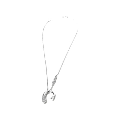 ALLAMI Mini Ezil Necklace with Diamond in white gold on white background