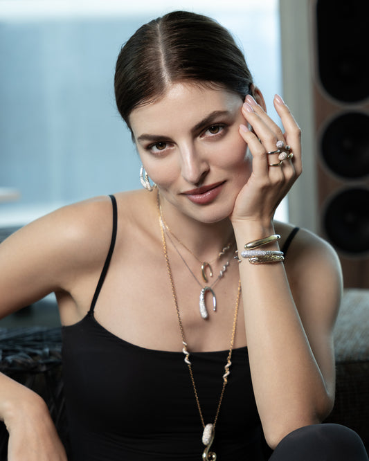 ALLAMI Ezil Necklace with Diamond worn by a model