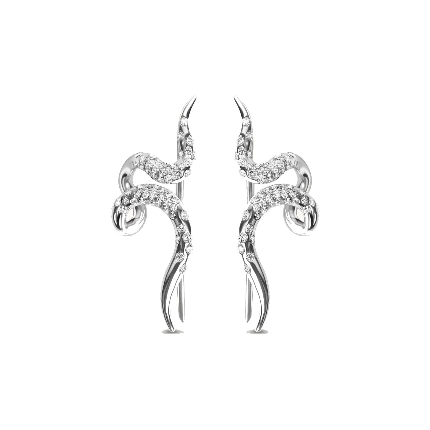 ALLAMI Spiral Earring by SAORA pair in white gold on white background