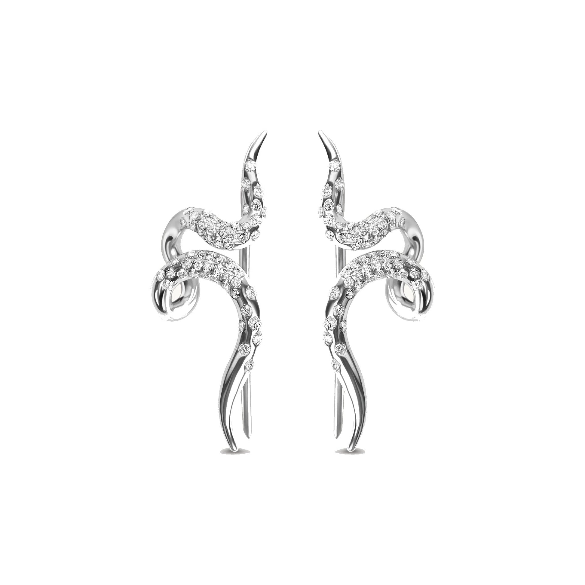 ALLAMI Spiral Earring by SAORA pair in white gold on white background