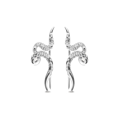 ALLAMI Spiral Earring by SAORA pair in white gold on white background