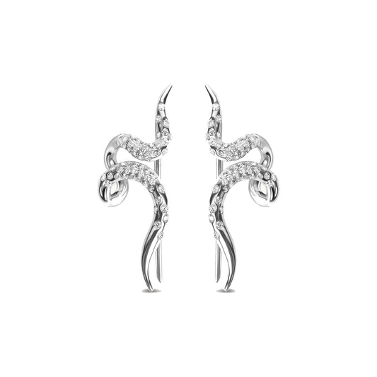 ALLAMI Spiral Earring by SAORA pair in white gold on white background
