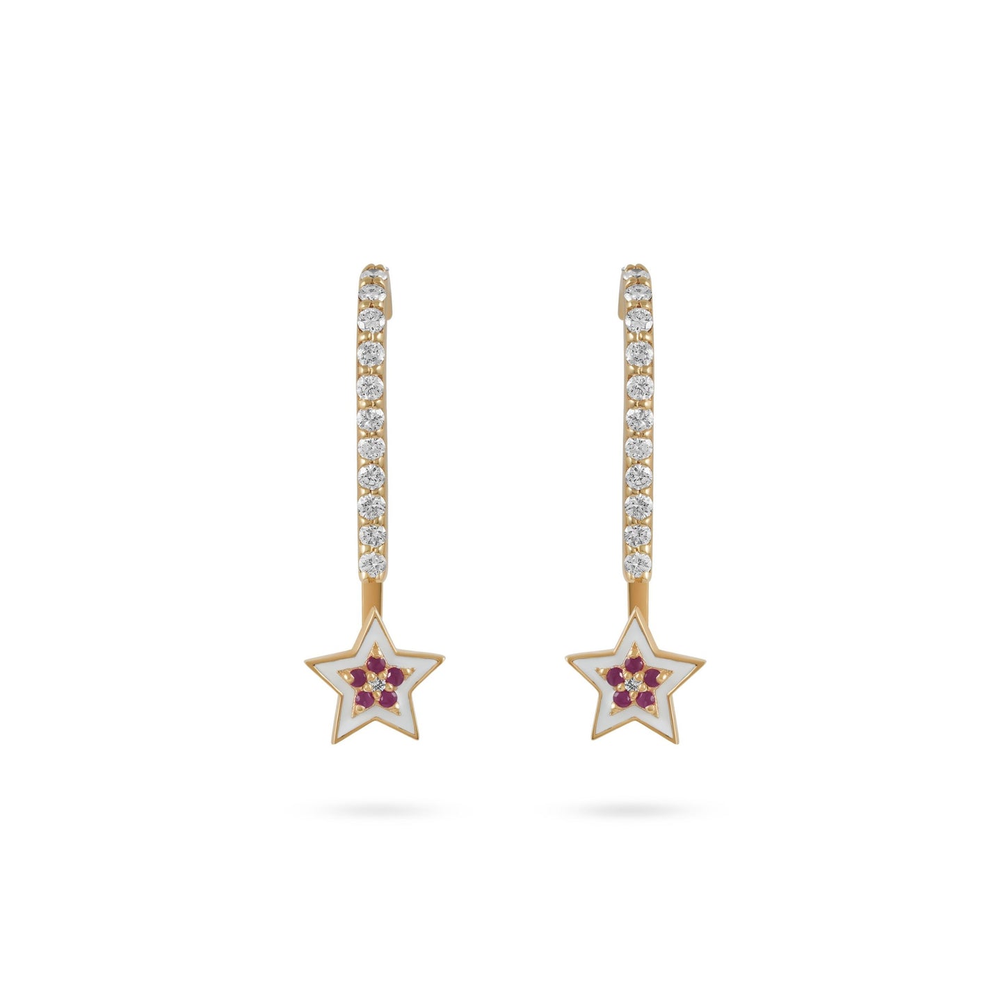 By2wenty5 Charm Earrings in 18K yellow gold with enamel and gemstones