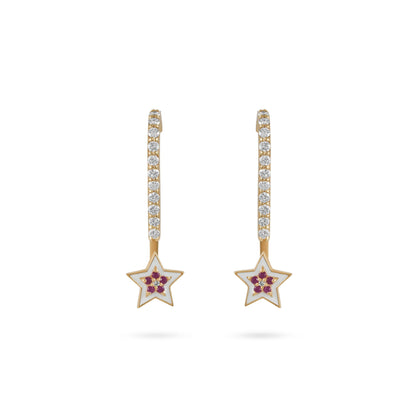 By2wenty5 Charm Earrings in 18K yellow gold with enamel and gemstones