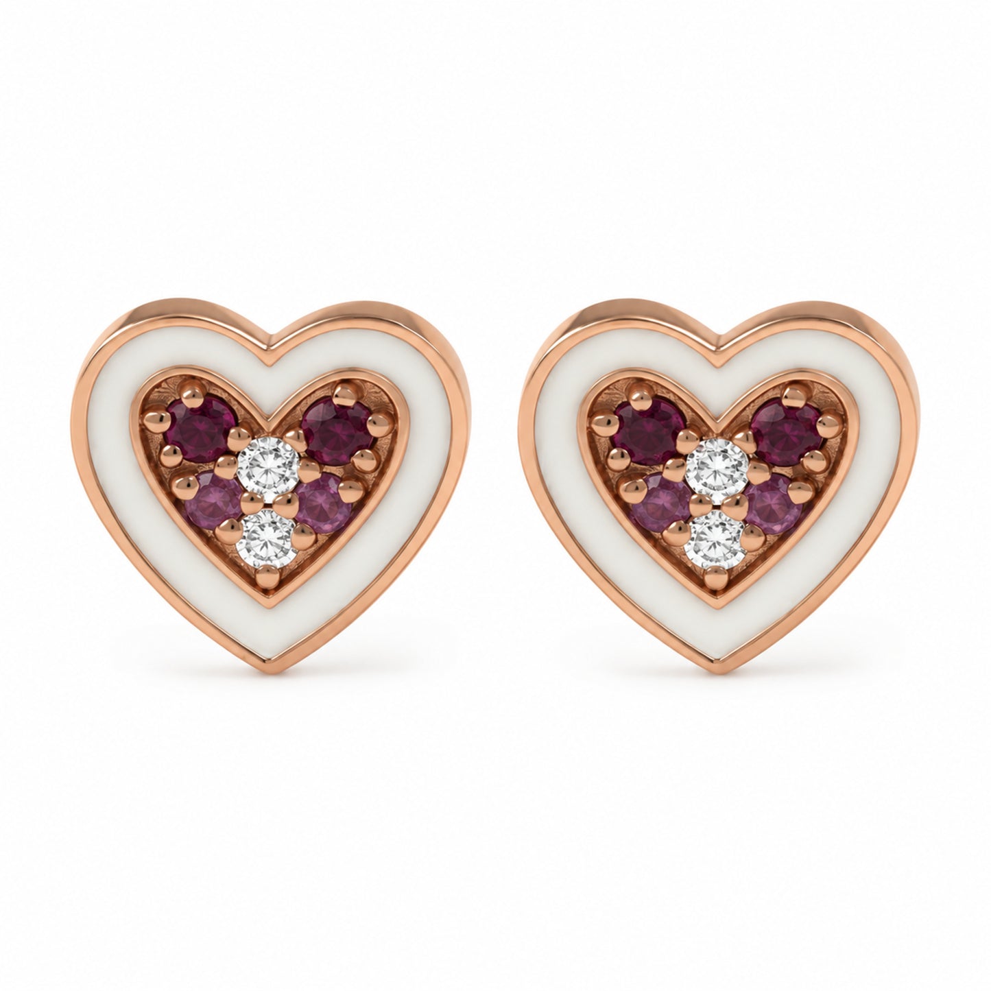 By2wenty5 Heart Studs in 18K gold on white