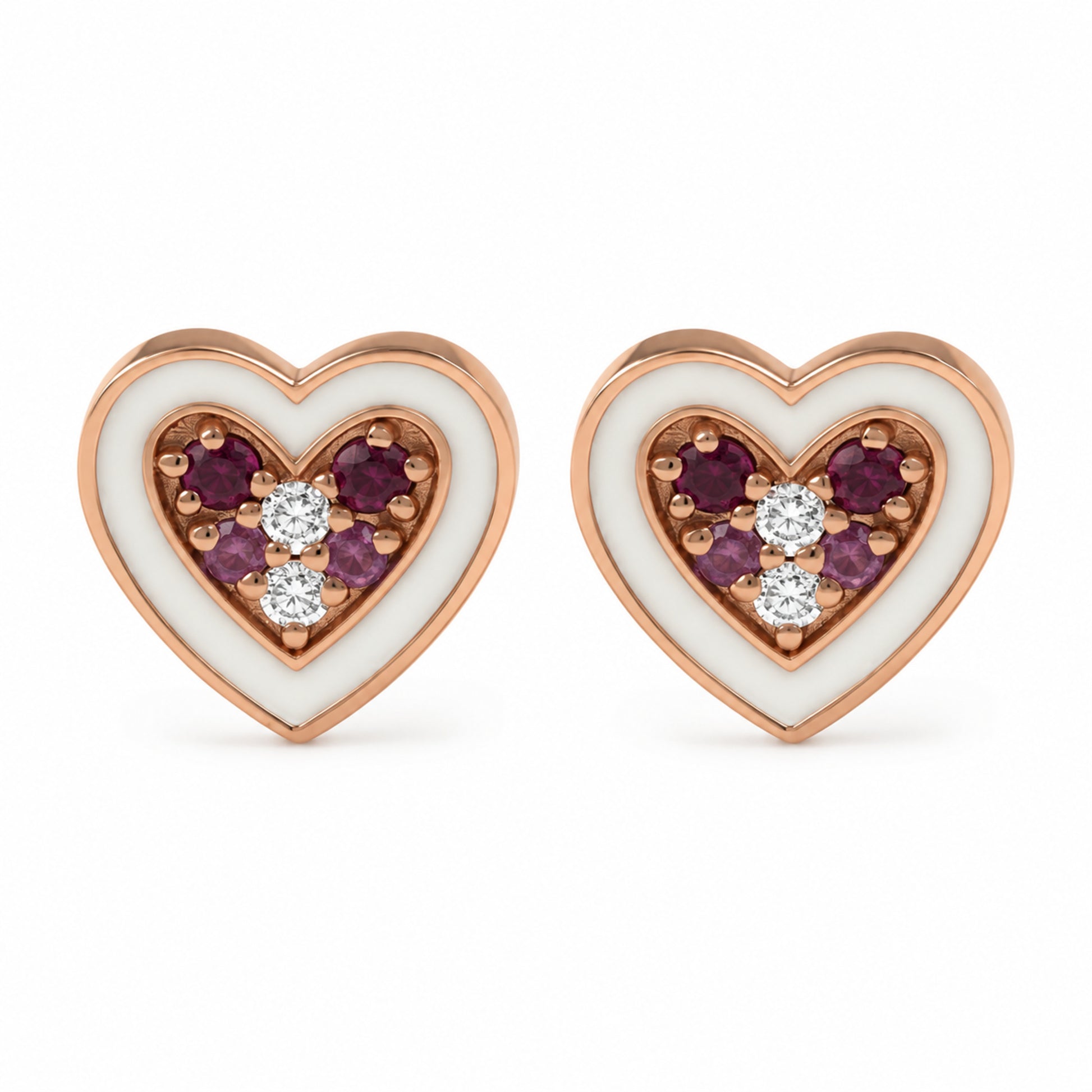 By2wenty5 Heart Studs in 18K gold on white