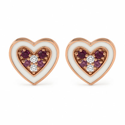 By2wenty5 Heart Studs in 18K gold on white