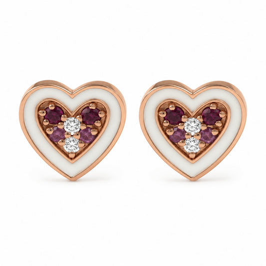 By2wenty5 Heart Studs in 18K gold on white