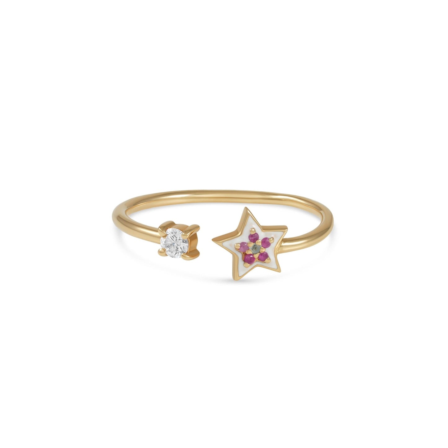 By2wenty5 Shooting Star Ring in 18K gold with diamonds