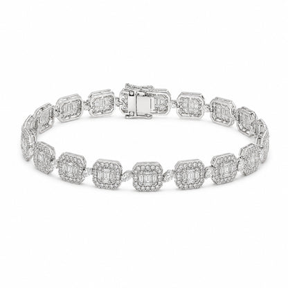 Caleums Mystic Quadrant white gold diamond bracelet on a white background
