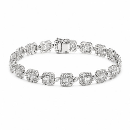 Caleums Mystic Quadrant white gold diamond bracelet on a white background