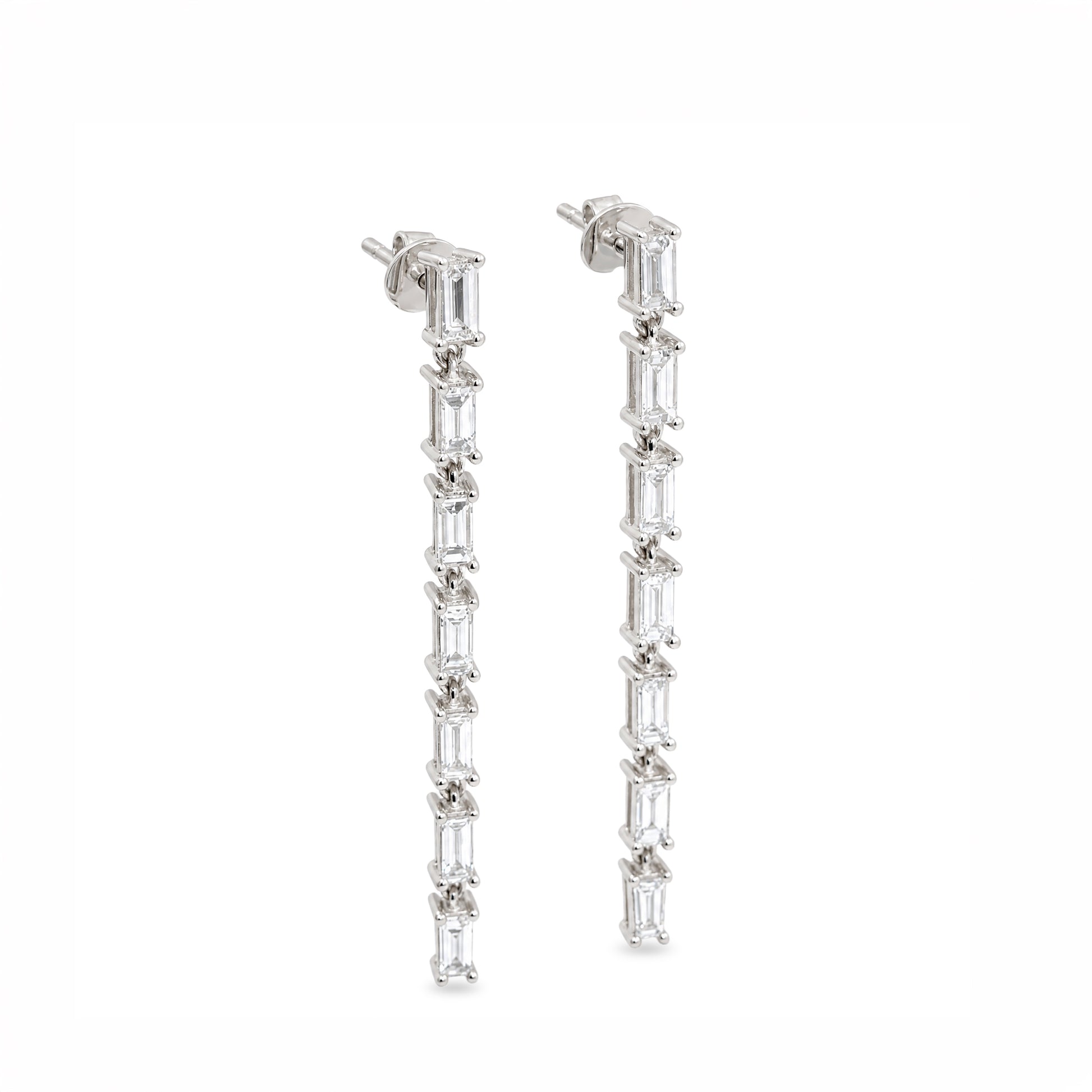 Caleums Stellar Cascade 18K White Gold Earrings