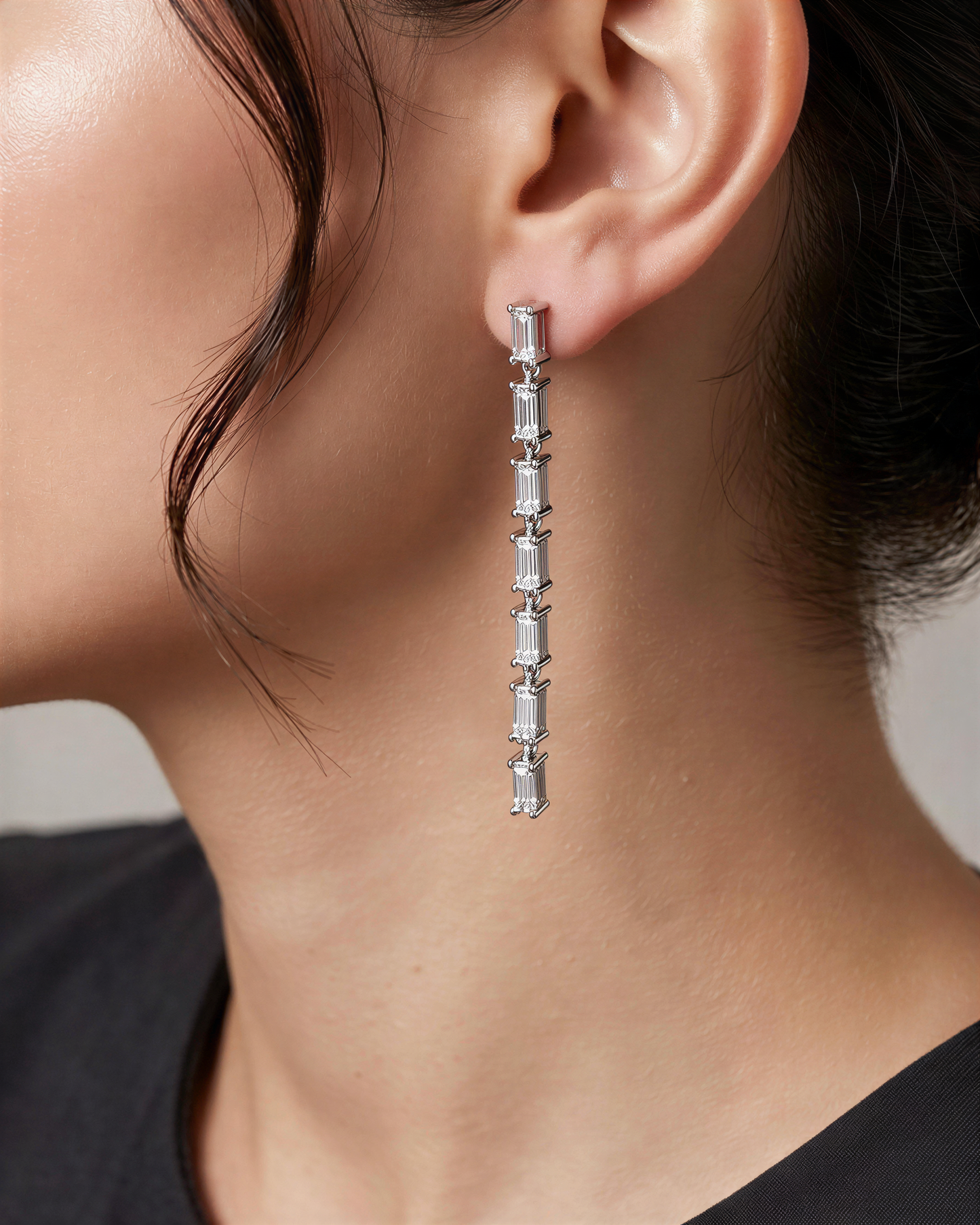 Caleums Stellar Cascade 18K White Gold Earrings
