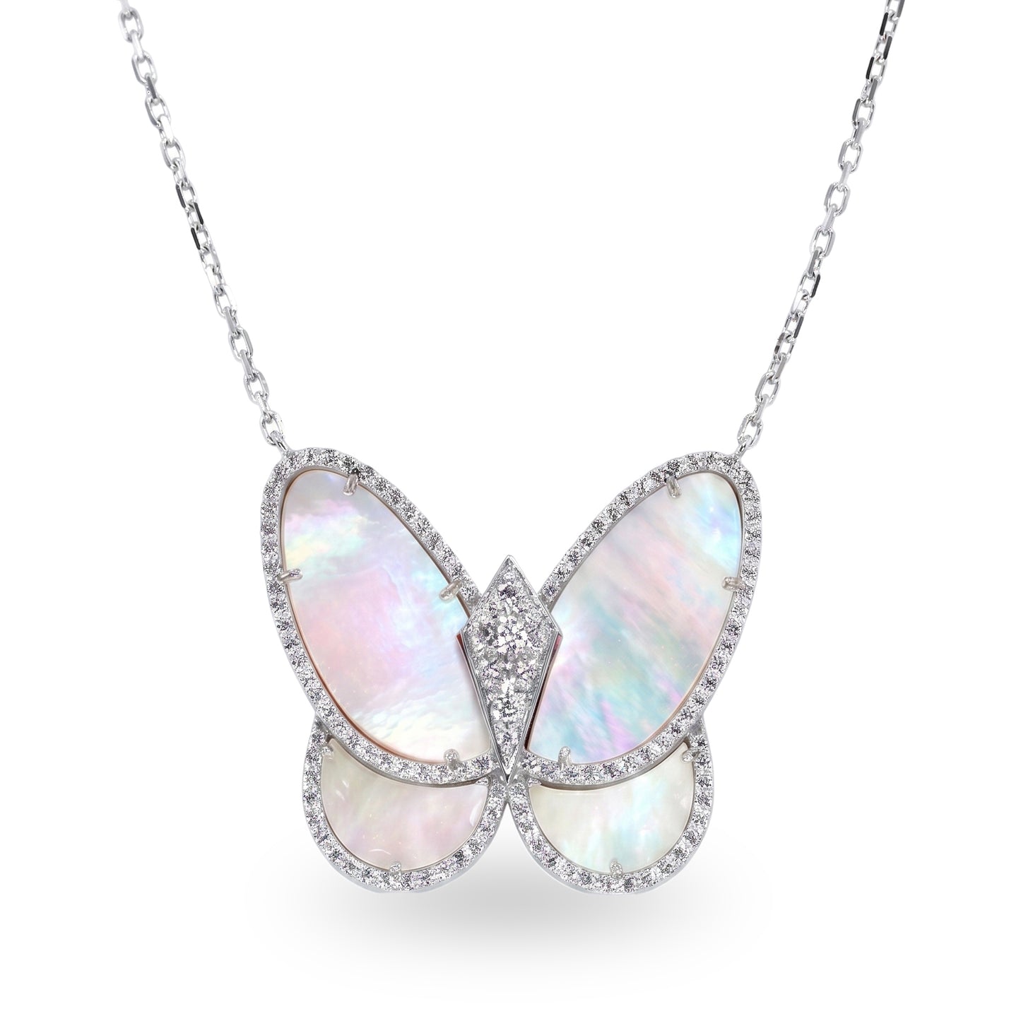 Caleums The Aurelia Butterfly 18K White Gold Necklace