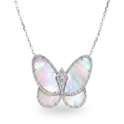 Caleums The Aurelia Butterfly 18K White Gold Necklace