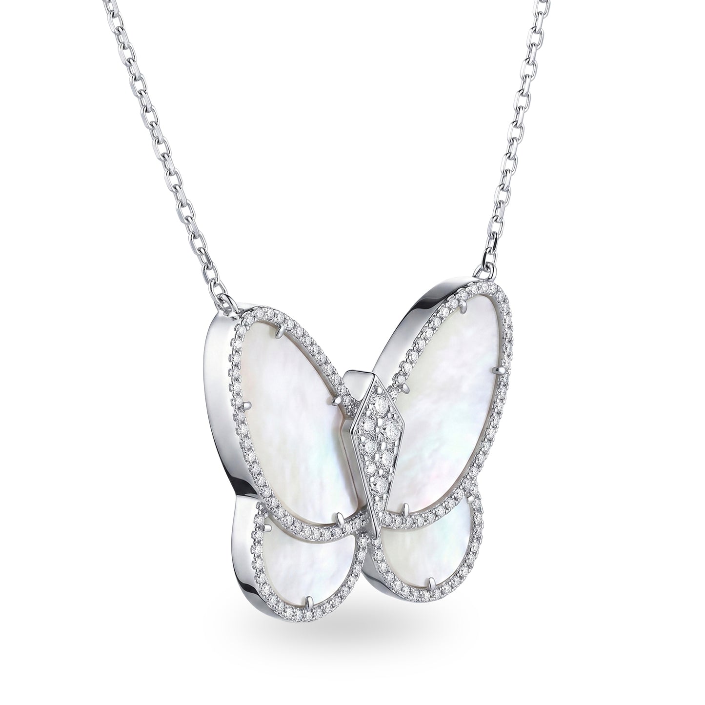 Caleums The Aurelia Butterfly 18K White Gold Necklace