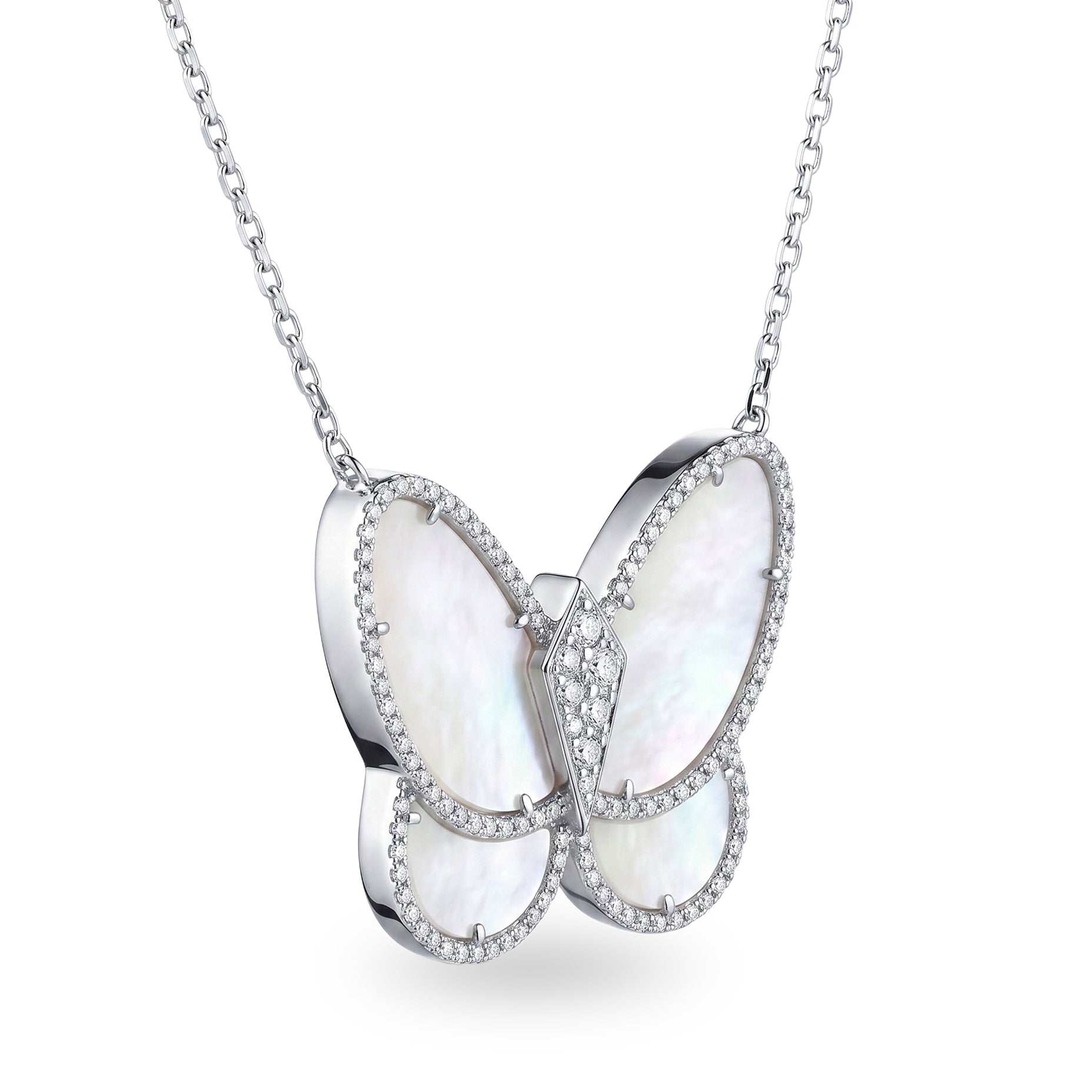 Caleums The Aurelia Butterfly 18K White Gold Necklace