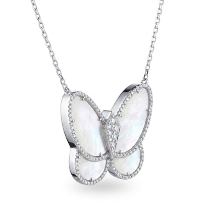 Caleums The Aurelia Butterfly 18K White Gold Necklace