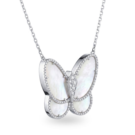 Caleums The Aurelia Butterfly 18K White Gold Necklace