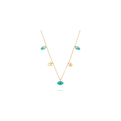 Classiyah Azure Dream Necklace in 18K gold with turquoise beads