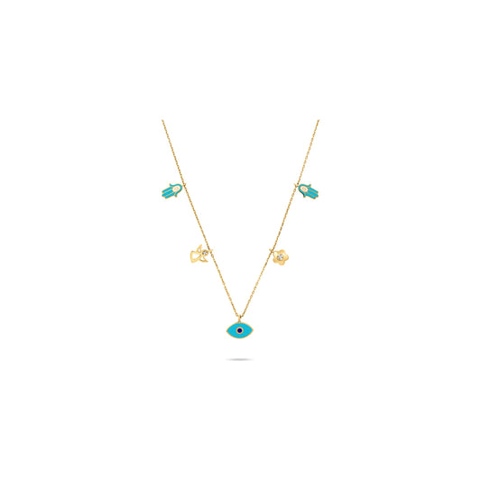 Classiyah Azure Dream Necklace in 18K gold with turquoise beads