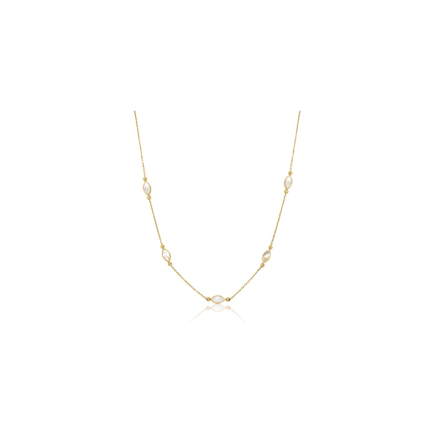 Classiyah Ocean Pearl Glow Necklace in 18K gold with mother-of-pearl