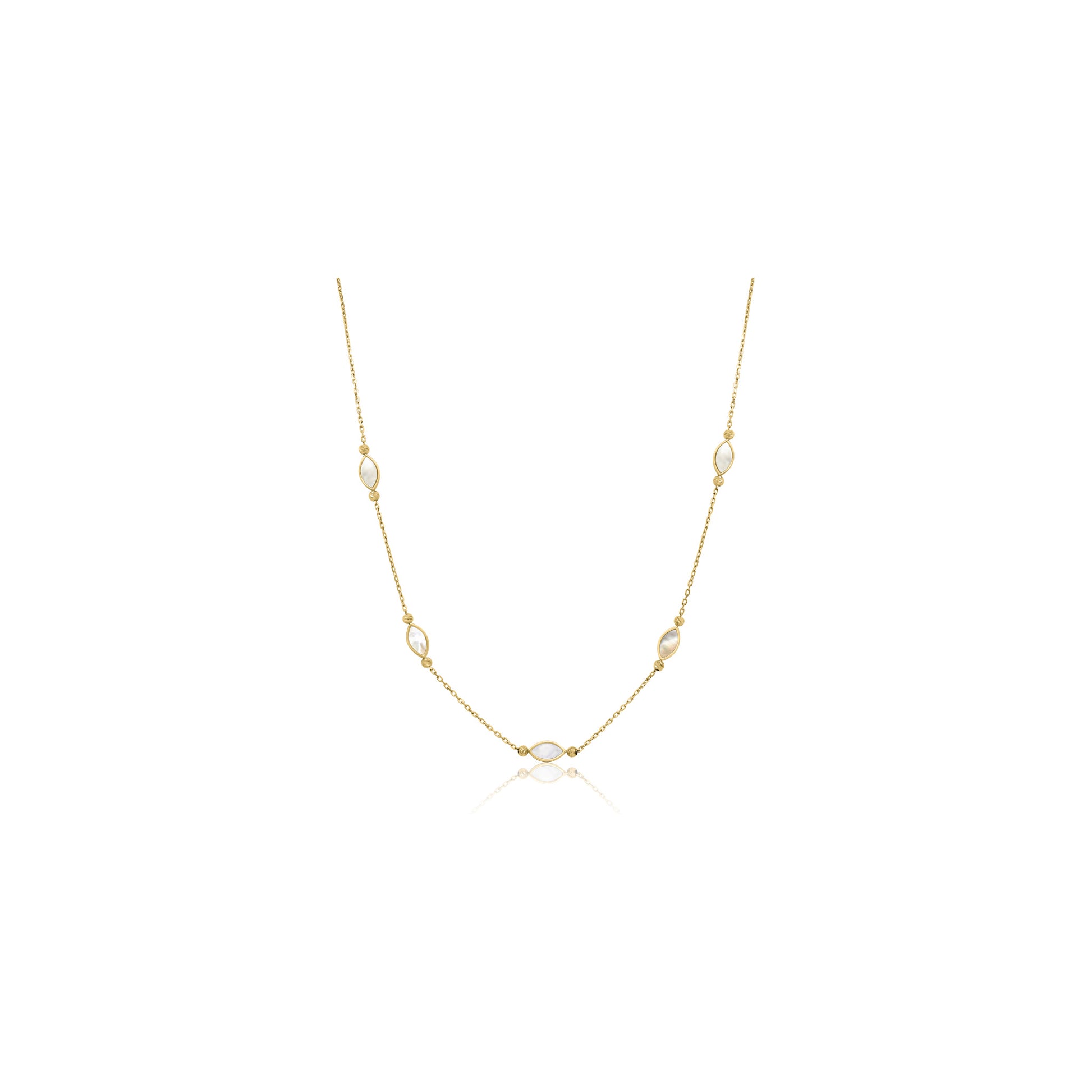 Classiyah Ocean Pearl Glow Necklace in 18K gold with mother-of-pearl