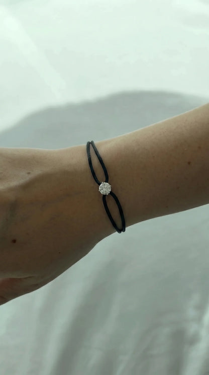 Satin Cord Bracelet in black, lifestyle view