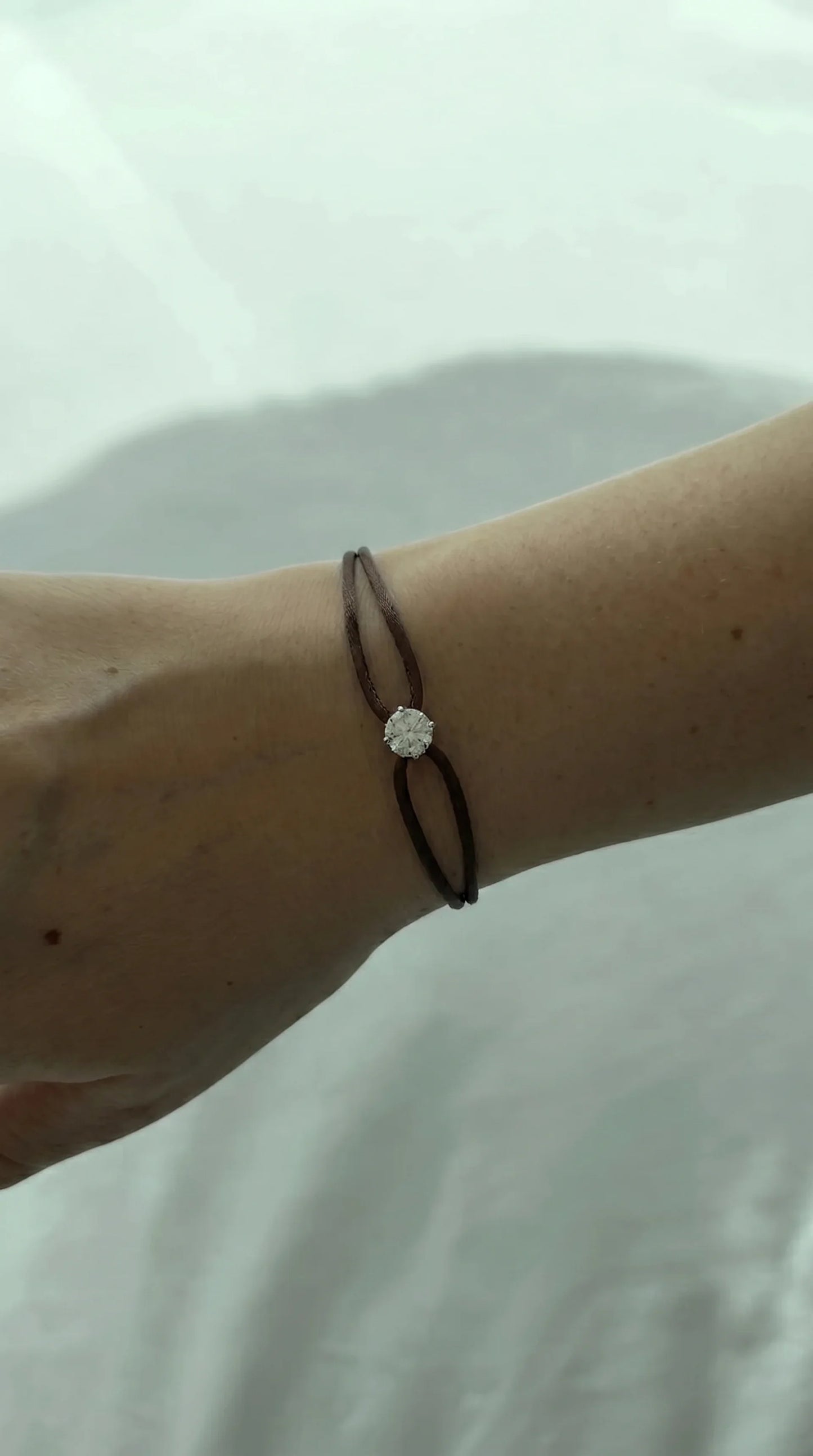 Satin Cord Bracelet in brown, lifestyle view