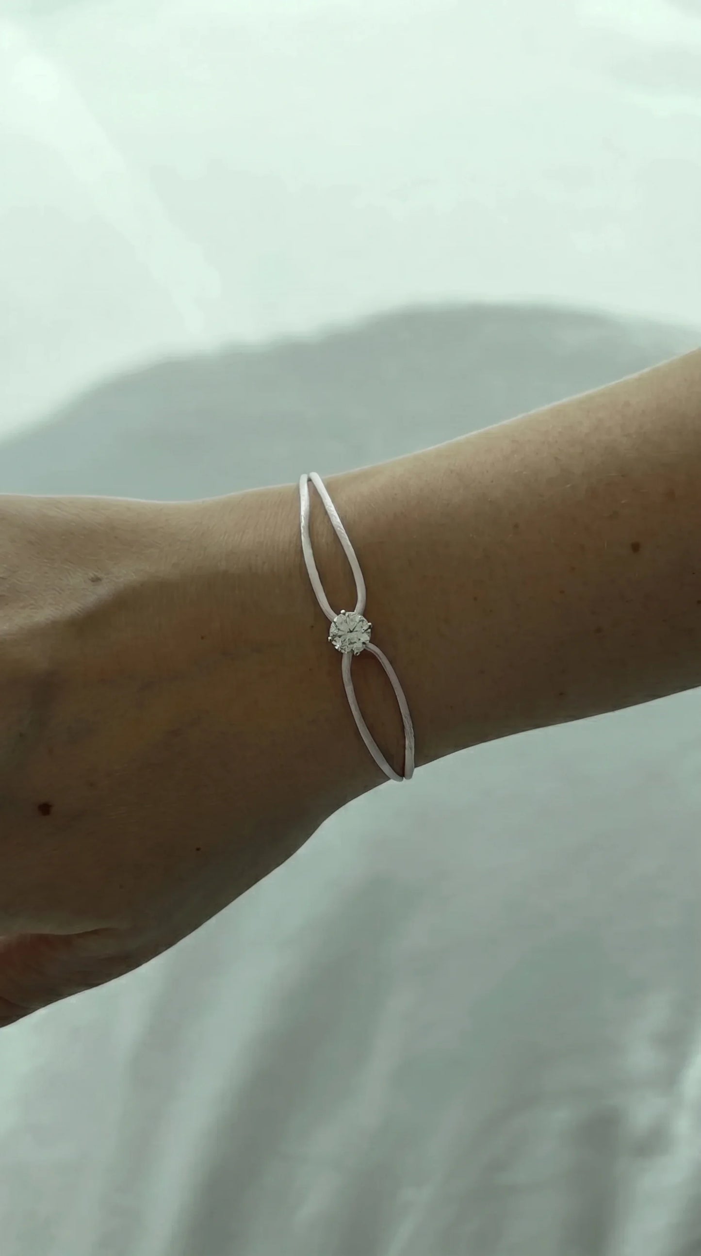 Satin Cord Bracelet in white, lifestyle view