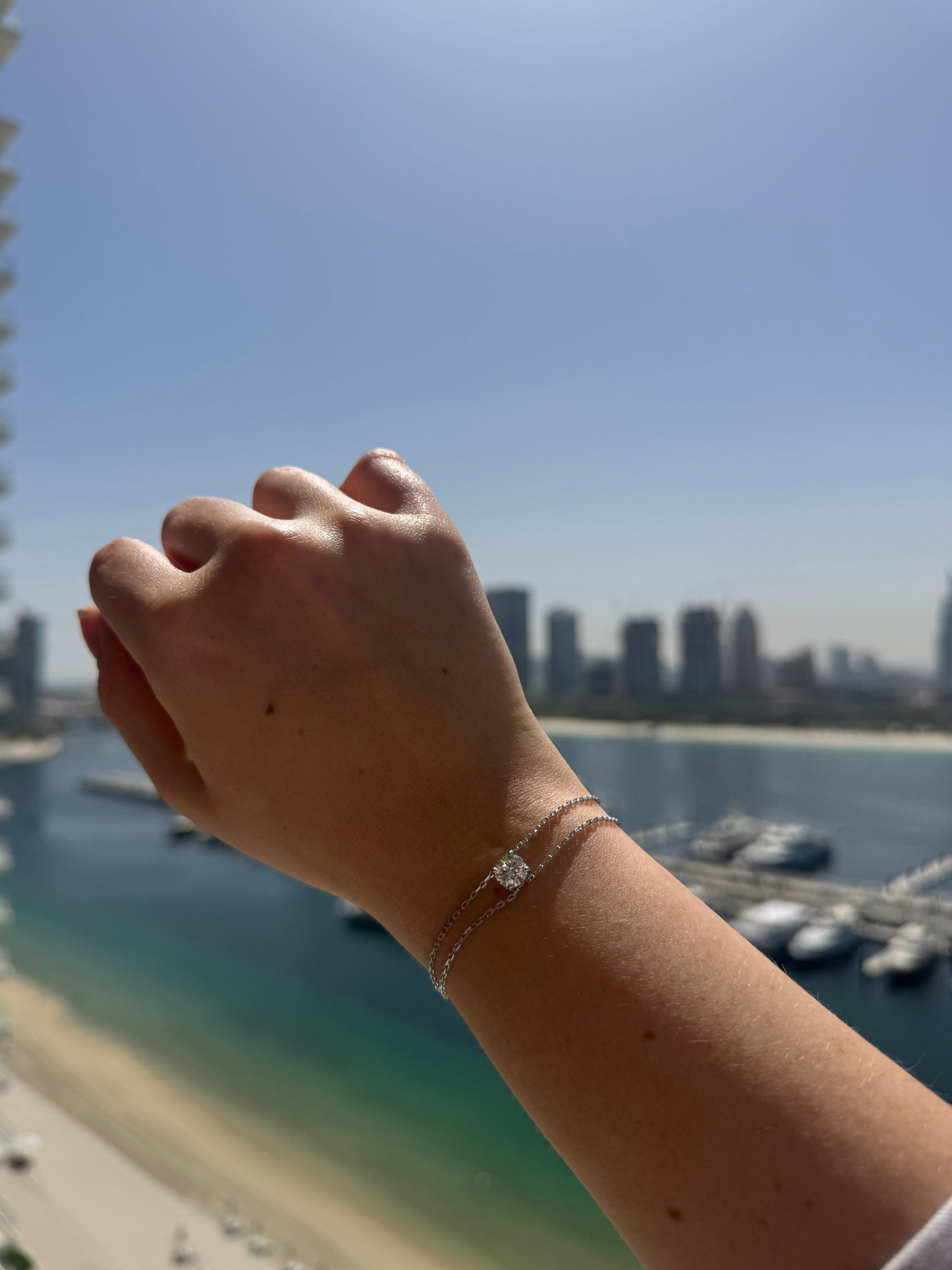Dennis Luxe One Carat Bracelet worn outdoors