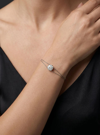 Dennis Luxe One Carat Bracelet in white gold, close-up lifestyle view