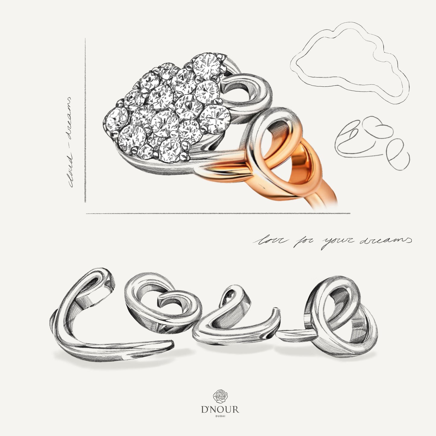 D'NOUR Cloud Love Diamond Line Pendant lifestyle image
