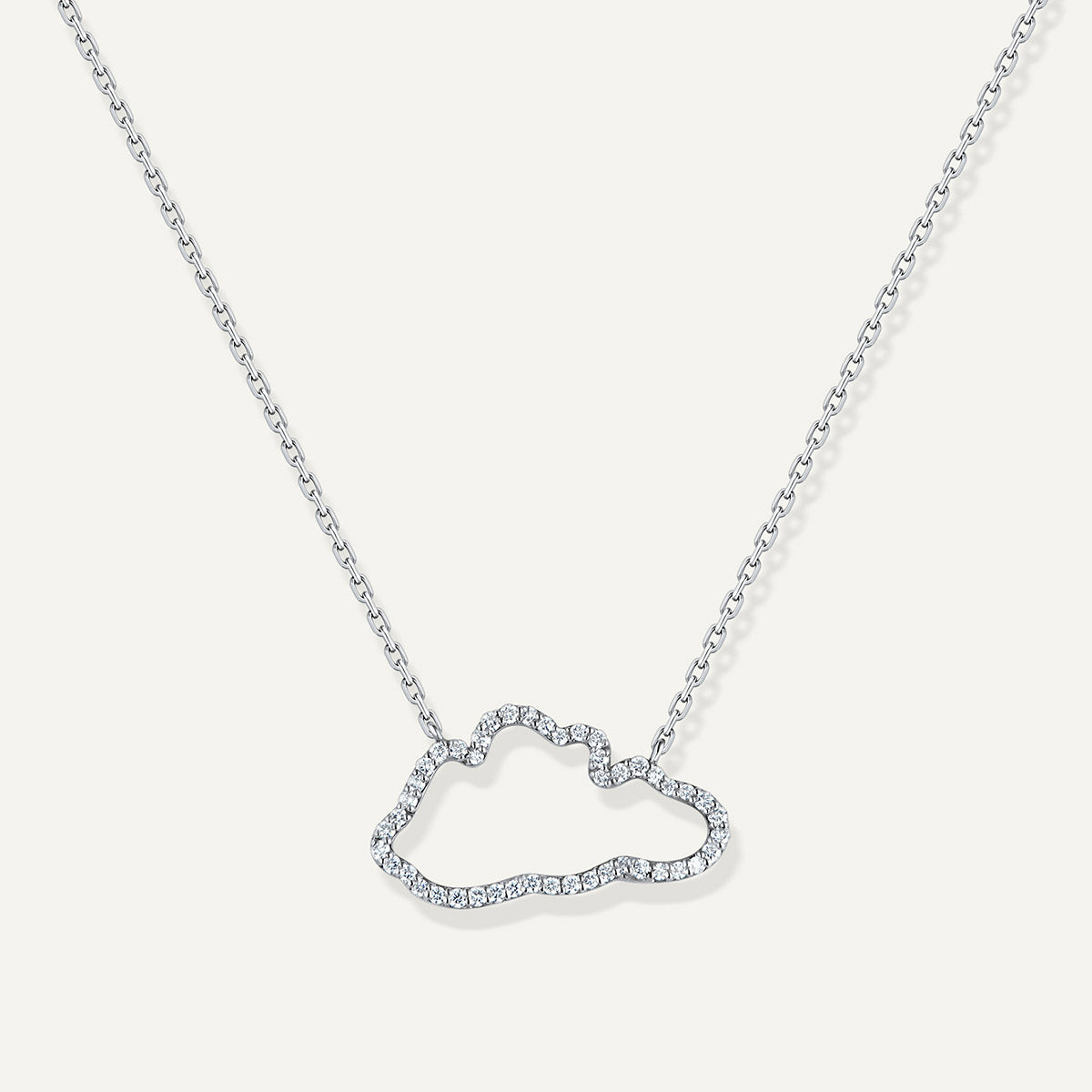 D’NOUR Cloud Love Diamond Line Pendant in White Gold