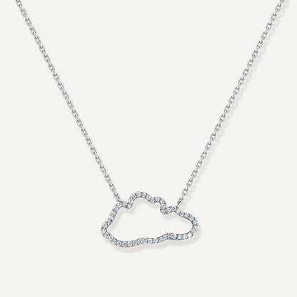 D’NOUR Cloud Love Diamond Line Pendant in White Gold