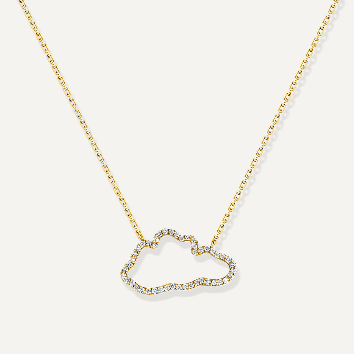 D’NOUR Cloud Love Diamond Line Pendant in Yellow Gold