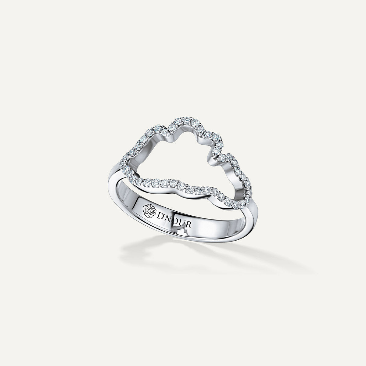 D’NOUR Cloud Love Diamond Line Ring in White Gold