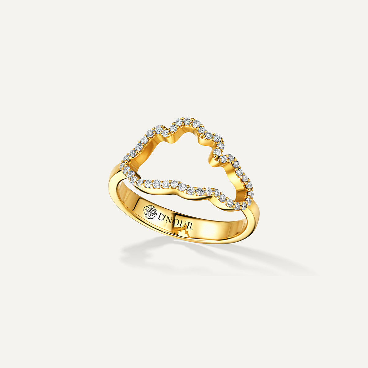 D’NOUR Cloud Love Diamond Line Ring in Yellow Gold