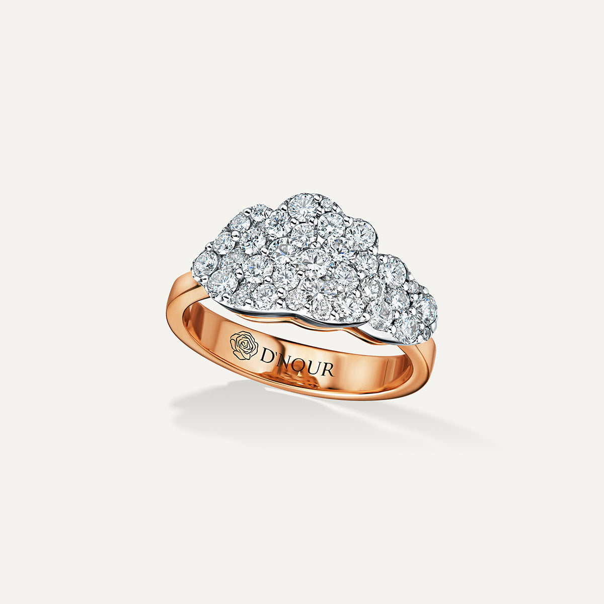 D’NOUR Cloud Love Full Diamond Ring in Rose Gold