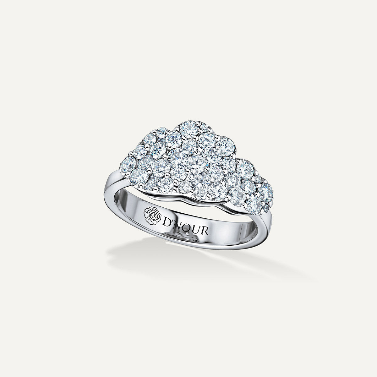 D’NOUR Cloud Love Full Diamond Ring in White Gold