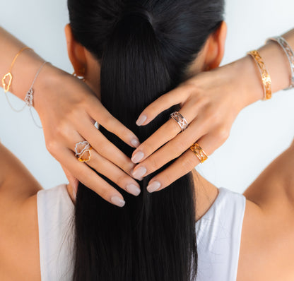 D’NOUR Cloud Love Gold Band Ring lifestyle image