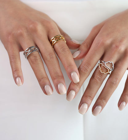 D'NOUR Cloud Love Gold Band Ring lifestyle image